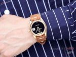 High quality Replica Rolex Datejust Brown Strap Black Face Dial Gold Fashion Watch 40mm